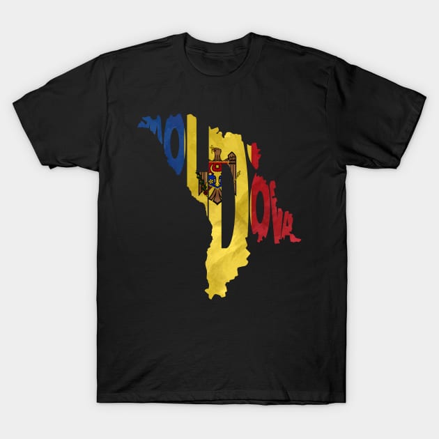 Moldova Typo Map T-Shirt by inspirowl